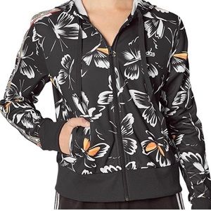 Adidas Butterfly Zip Hoodie in Black/Multi-Size Medium with rainbow on sleeves